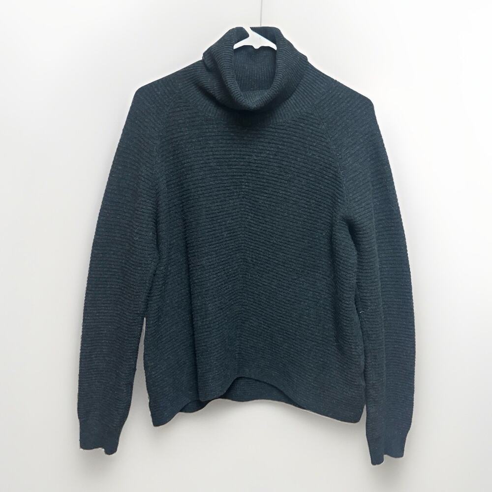 KUHL Womens Medium Gray Ribbed Turtleneck Sweater Merino Wool Blend
